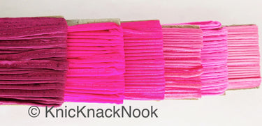 2mm Flanged Insertion Piping on 9mm Band, Pink Art Silk Fabric Trim
